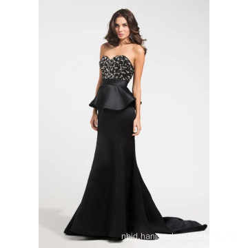 Beaded Bodice Peplum Bodice Evening Dress